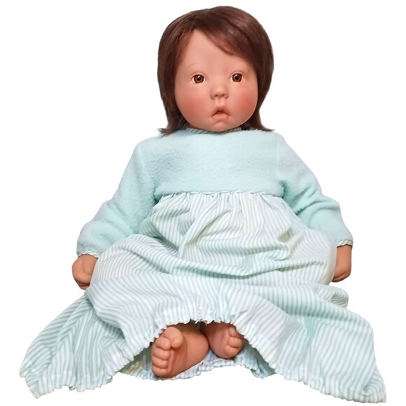 Vtg Lee Middleton Realistic Baby Doll Brown Hair Brown Eyes Girl Signed Weighted - Picture 4 of 10